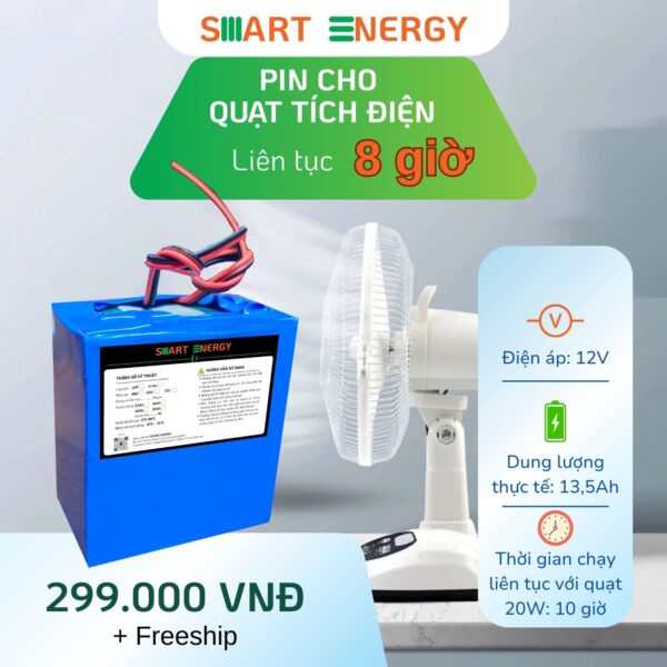 Pin quạt tích điện chạy liên tục 8 giờ